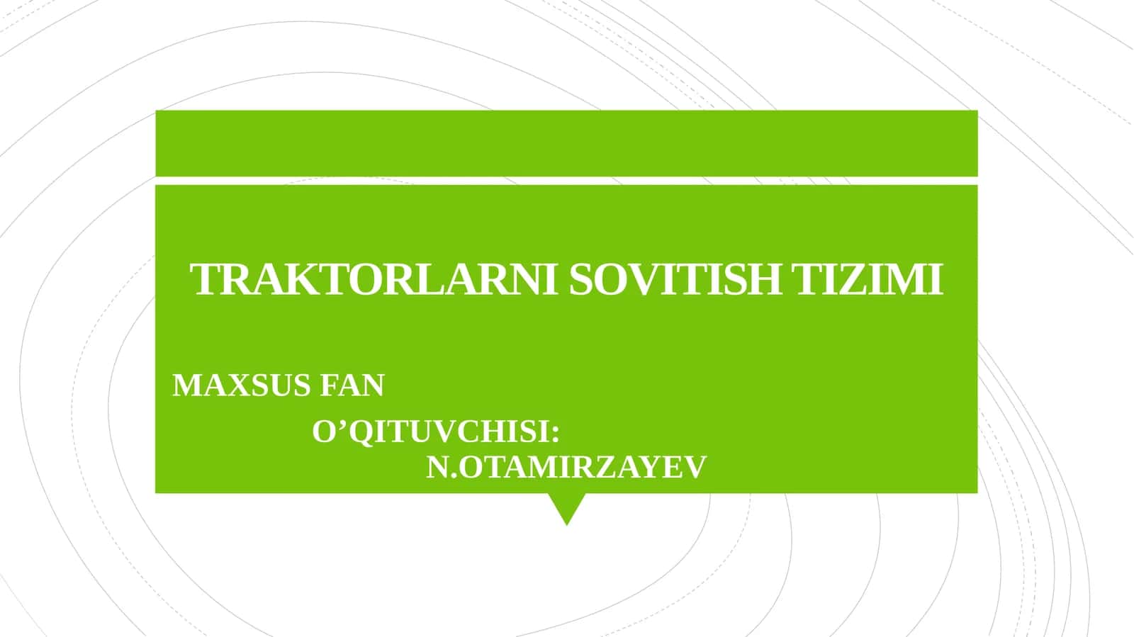 TRAKTORLARNI SOVITISH TIZIMI