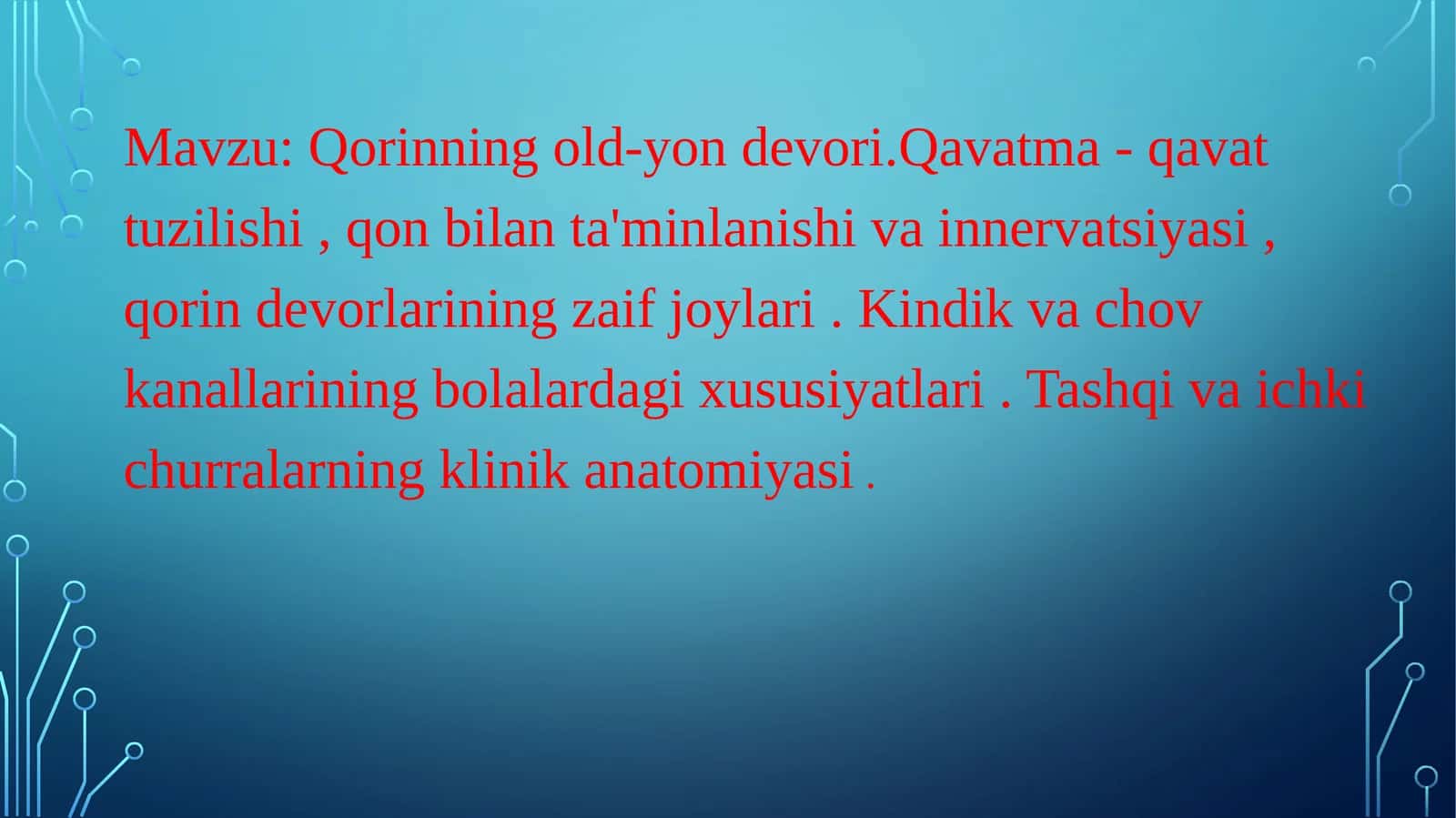Qorinning topografik anatomiyasi