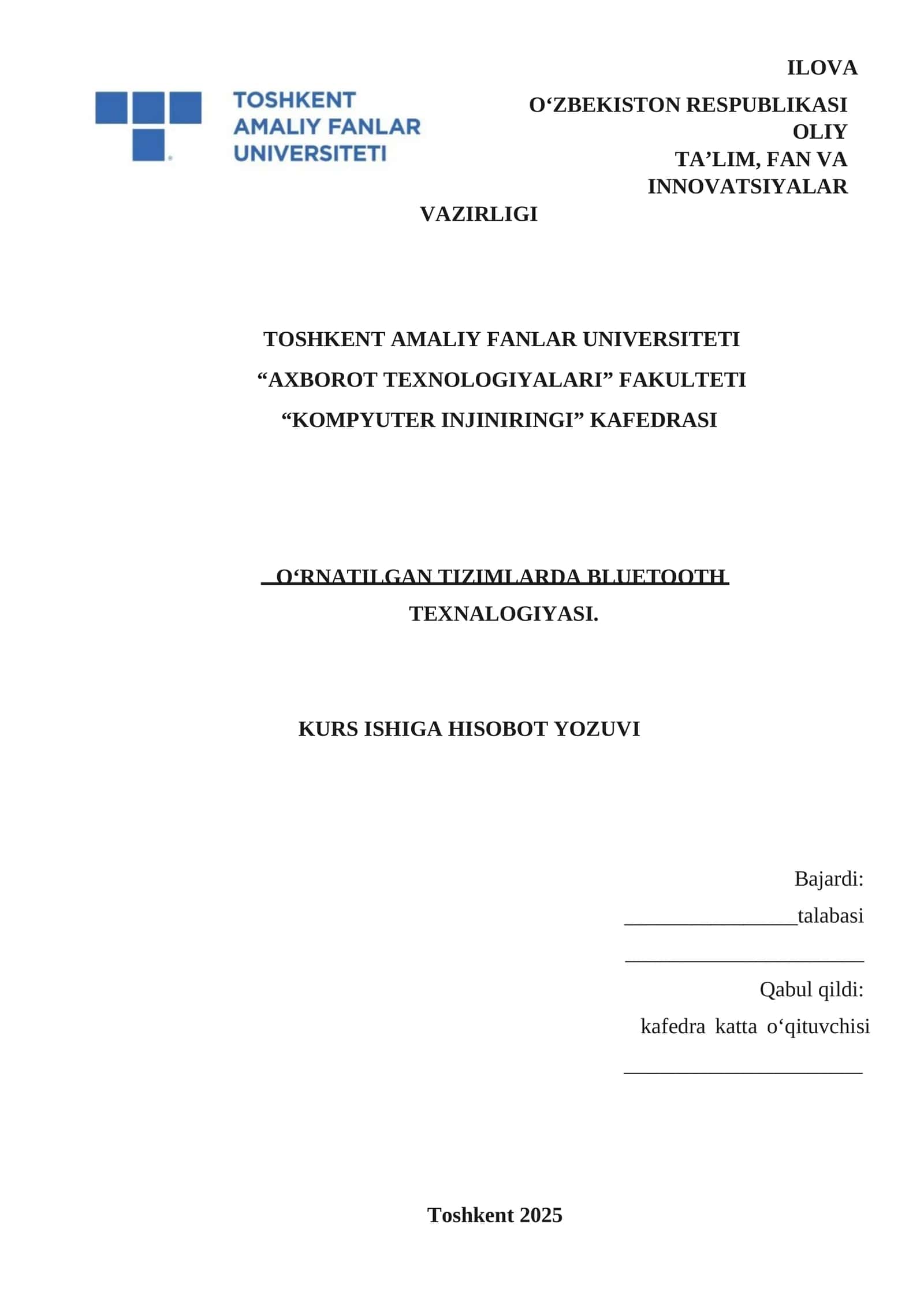 KURS ISHIGA HISOBOT YOZUVI