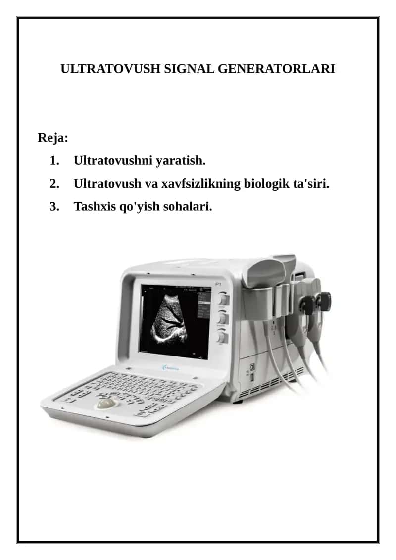 ULTRATOVUSH SIGNAL GENERATORLARI