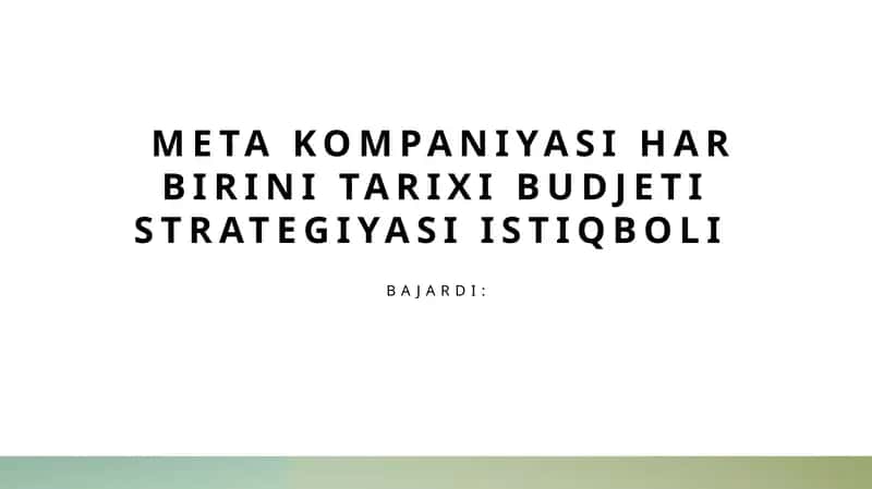 Meta kompaniyasining tarixi va rivojlanishi