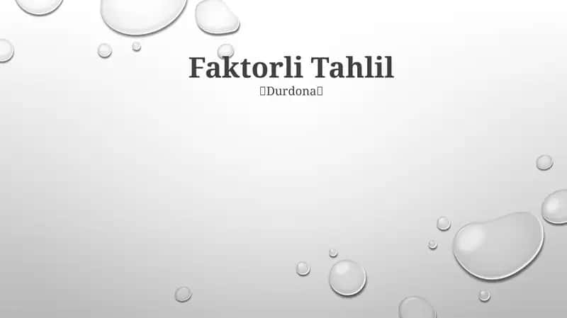 Faktorli Tahlil