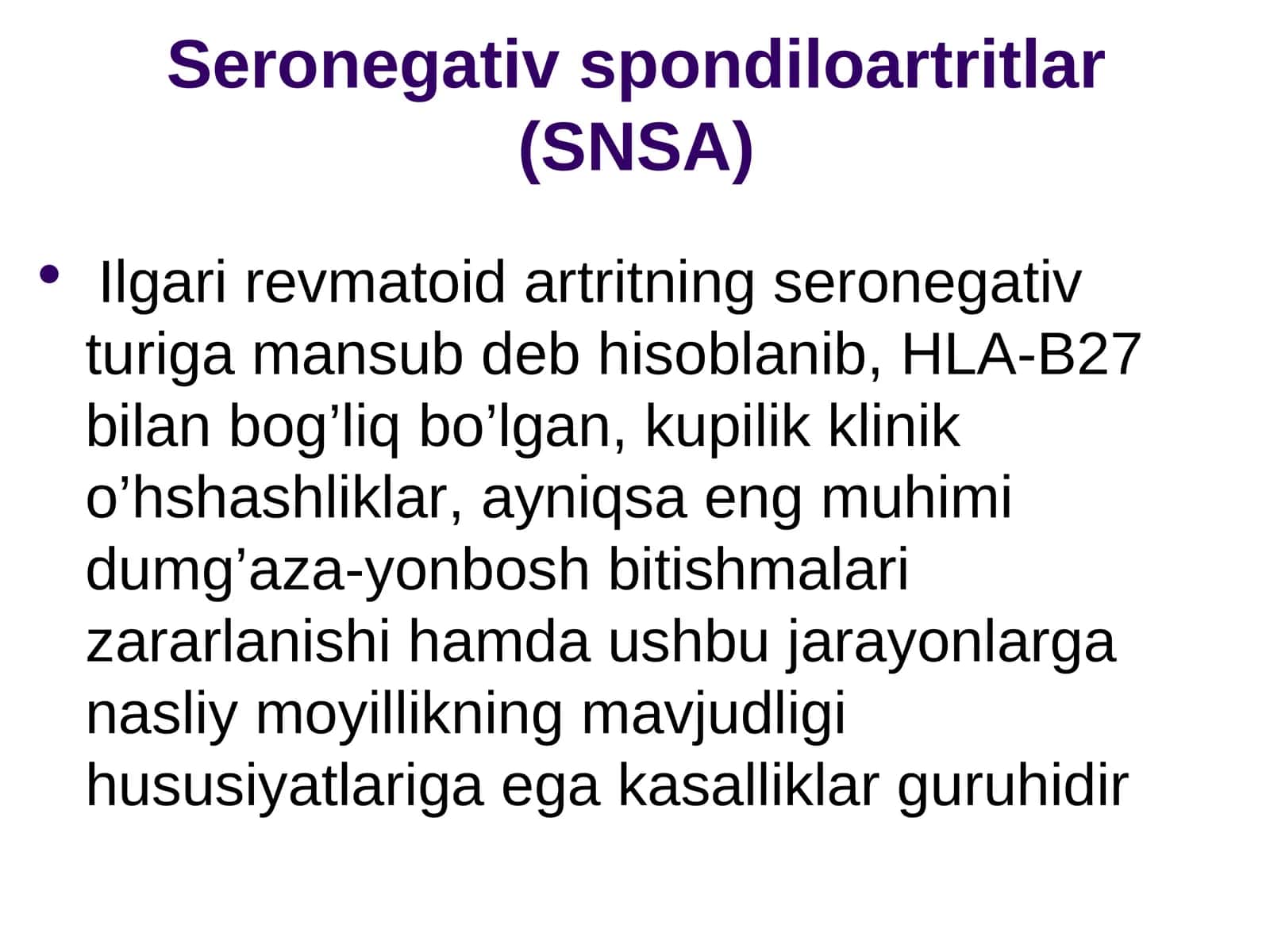 Seronegativ spondiloartritlar (SNSA)