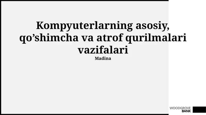 Yordamchi Qurilmalar, Kompyuterning Asosiy Qurilmalari, Periferiya Qurilmalari