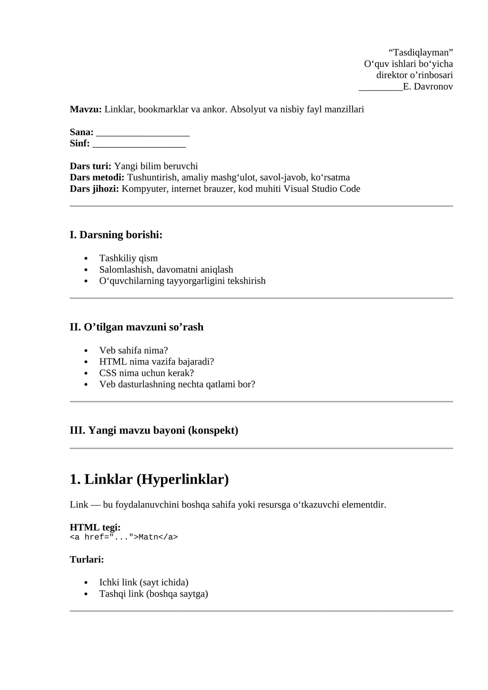Html taqdimot hyperlink