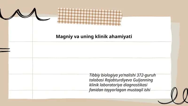 Magniy va uning klinik ahamiyati