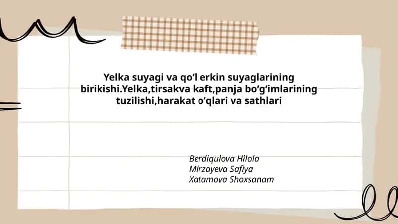 Yelka suyagi va qoʻl erkin suyaglarining birikishi