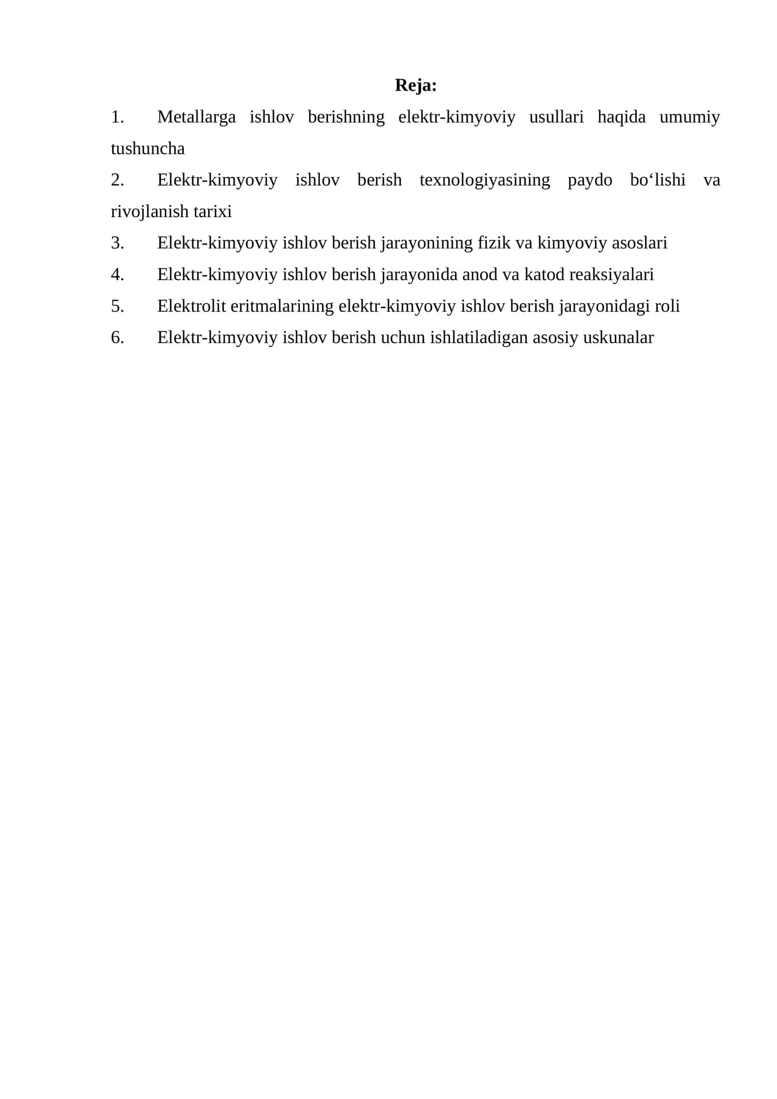 Metallarga ishlov berishning elektr-kimyoviy usullari