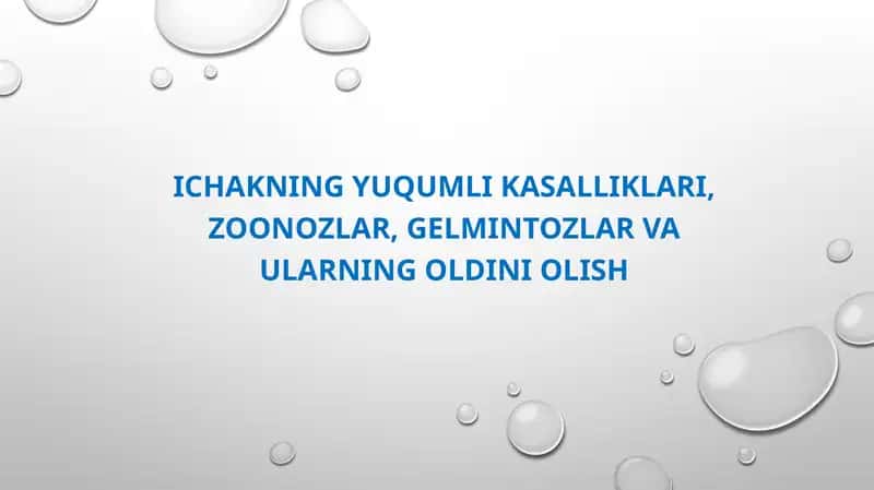 Yuqumli kasalliklar va ularning oldini olish