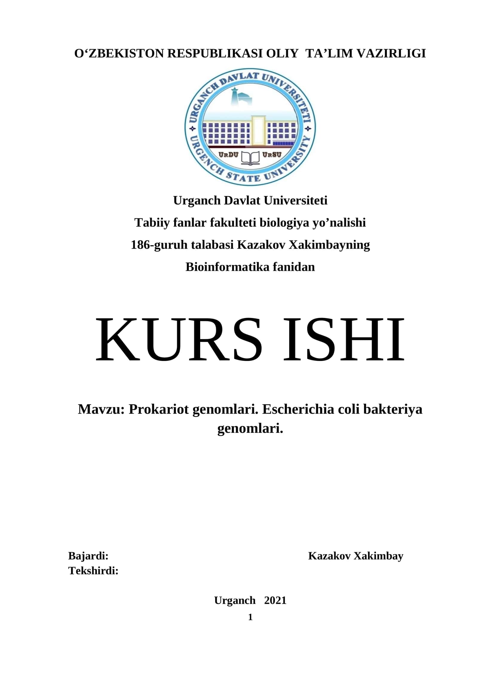 Prokariot genomlari. Escherichia coli bakteriya genomlari