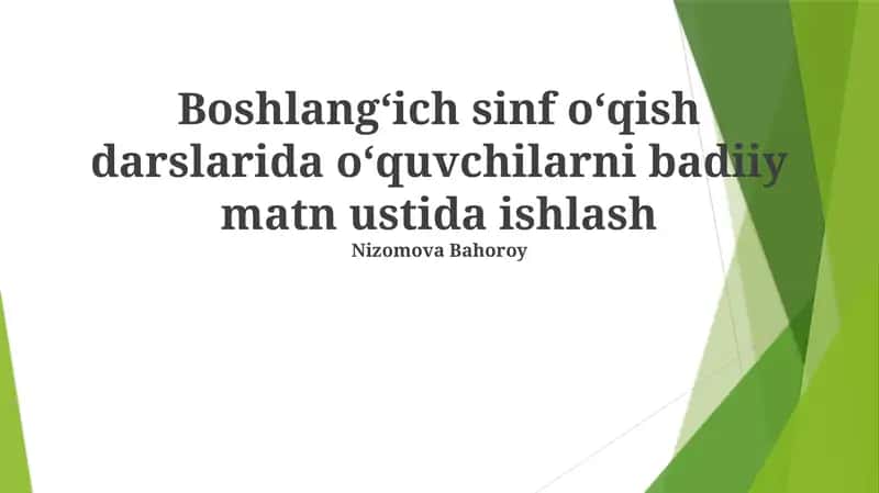 Nutq madaniyatini rivojlantirish