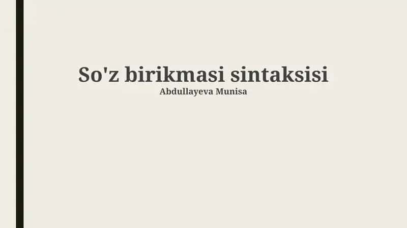 So'z birikmasi sintaksisi