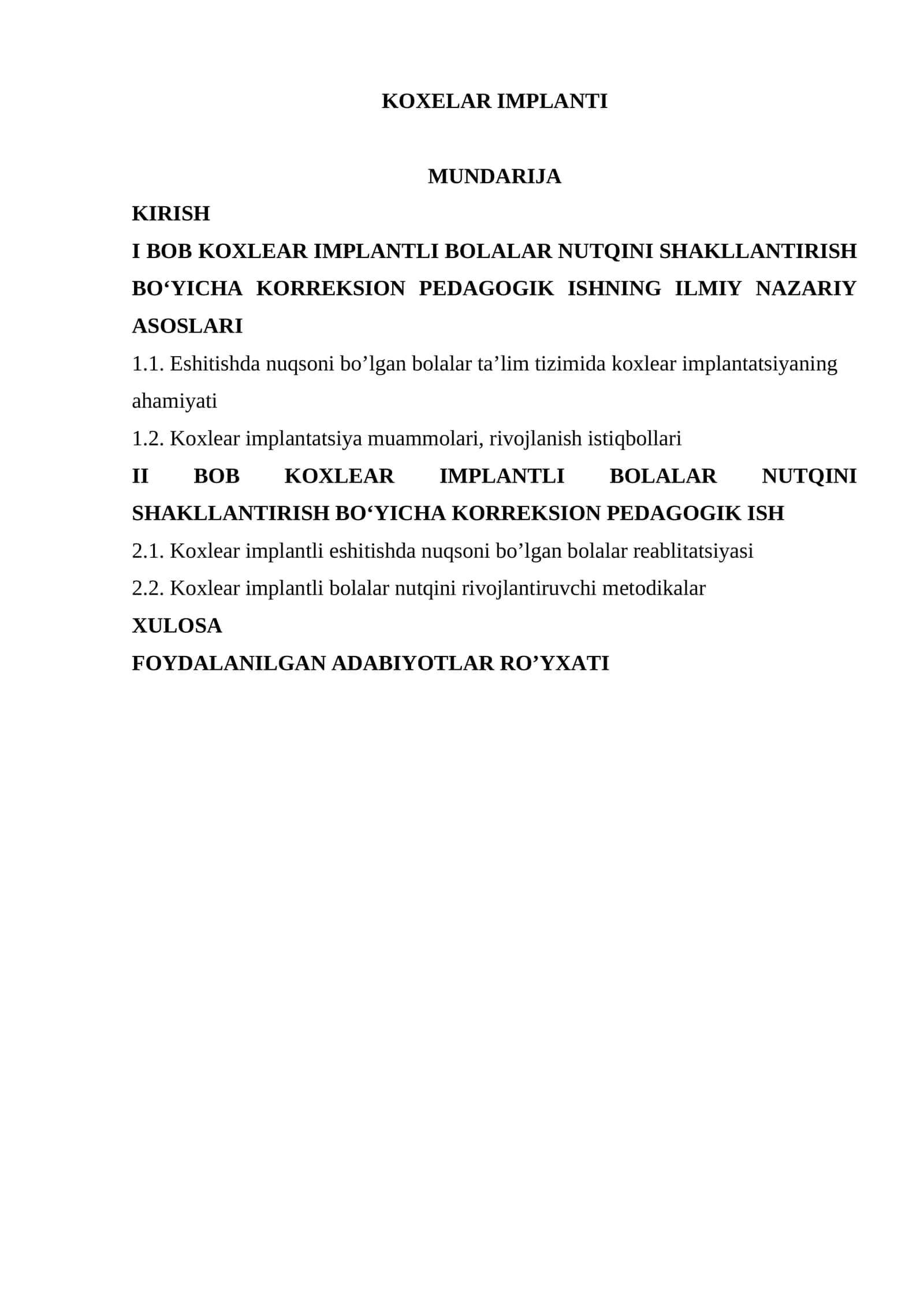 KOXELAR IMPLANTI