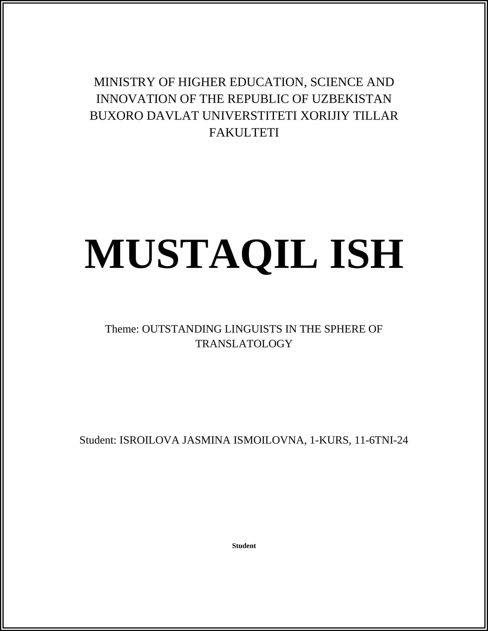 OUTSTANDING LINGUISTS IN THE SPHERE OF TRANSLATOLOGY