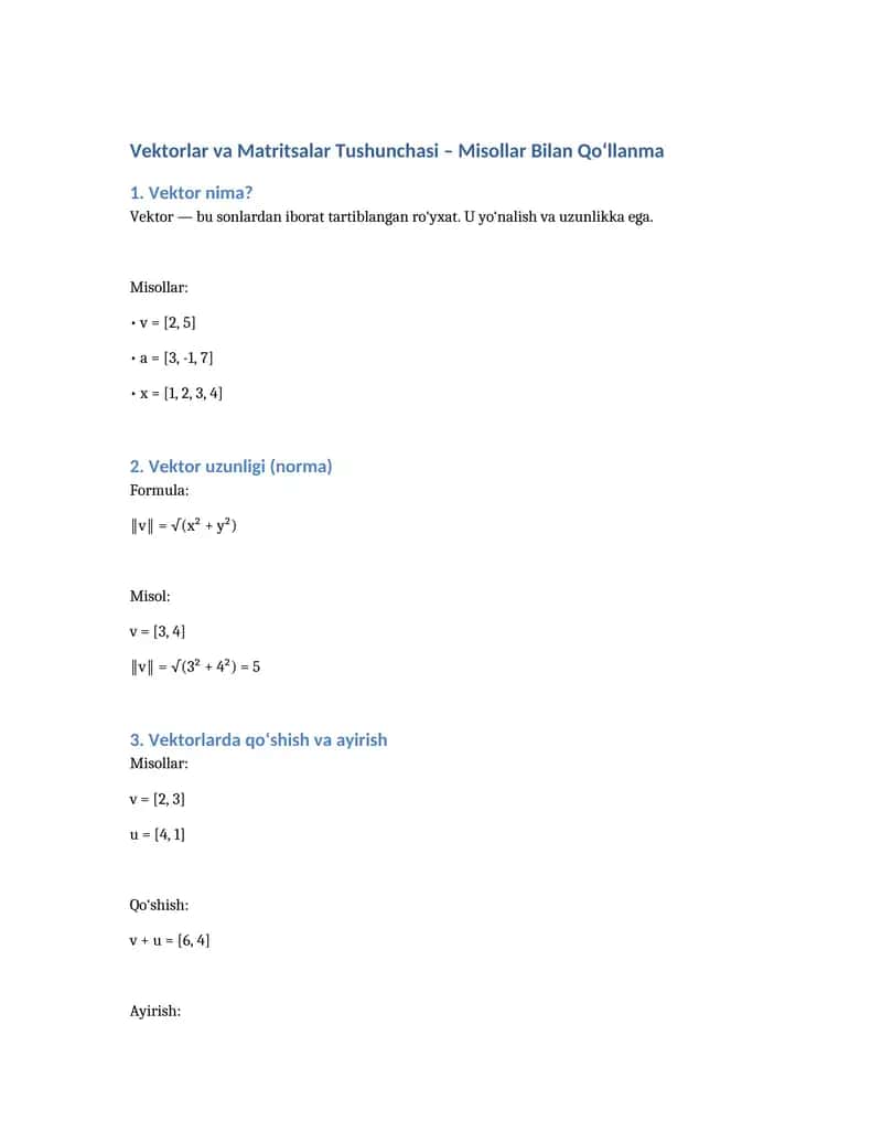 matematik hisob kitob