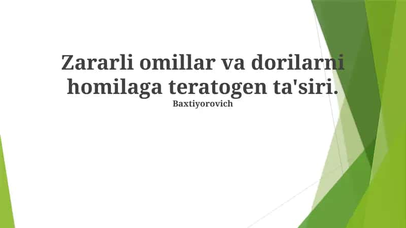 Teratogenlar: Tasnifi va Mexanizmlari