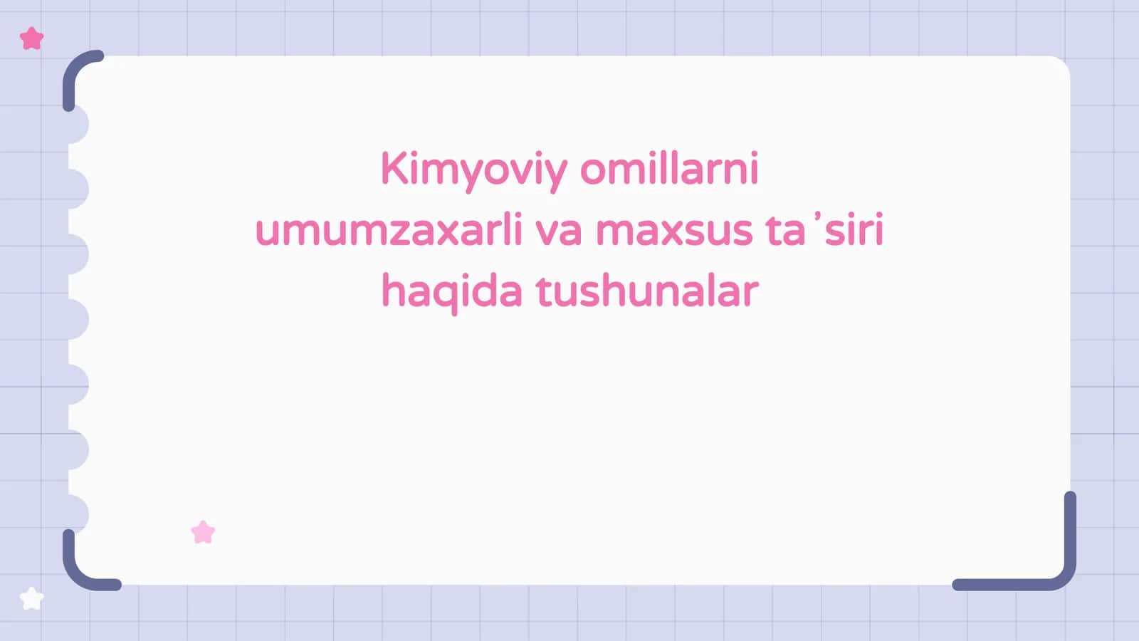 Kimyoviy omillarni umumzaxarli va maxsus taʼsiri haqida tushunalar