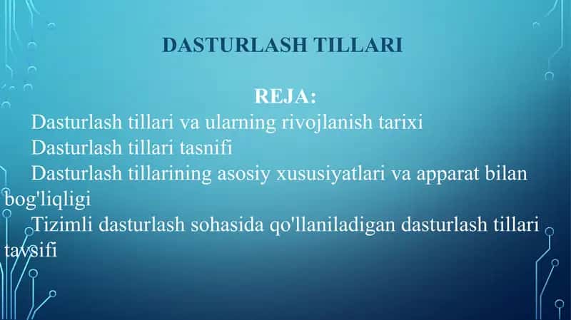Dasturlash Tillari