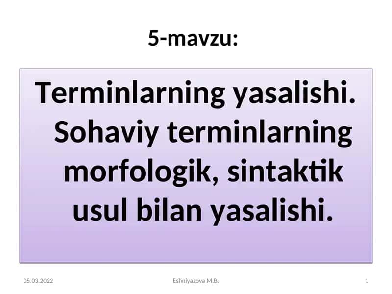 Terminlarning yasalishi