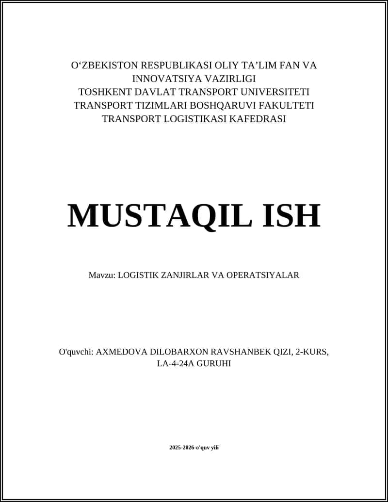 Ta'minot Zanjiri Boshqaruvi (TZB) Tamoyillari