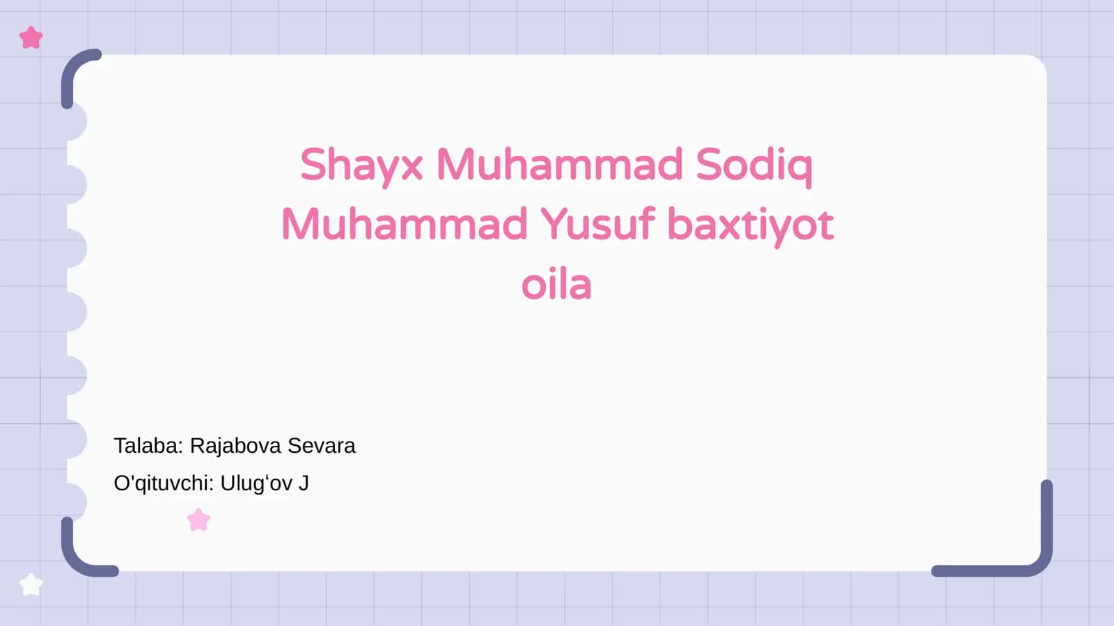 Shayx Muhammad Sodiq Muhammad Yusuf baxtiyot oila