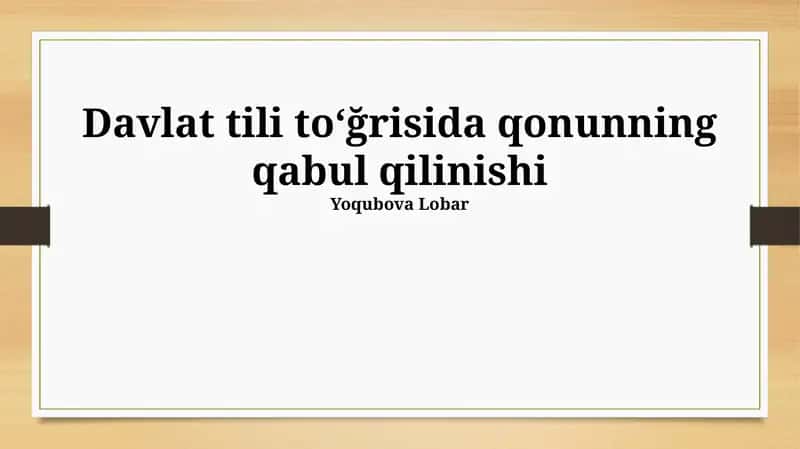 Davlat tili to'g'risidagi qonun