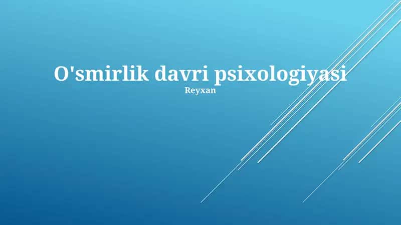 O'smirlik davri psixologiyasi