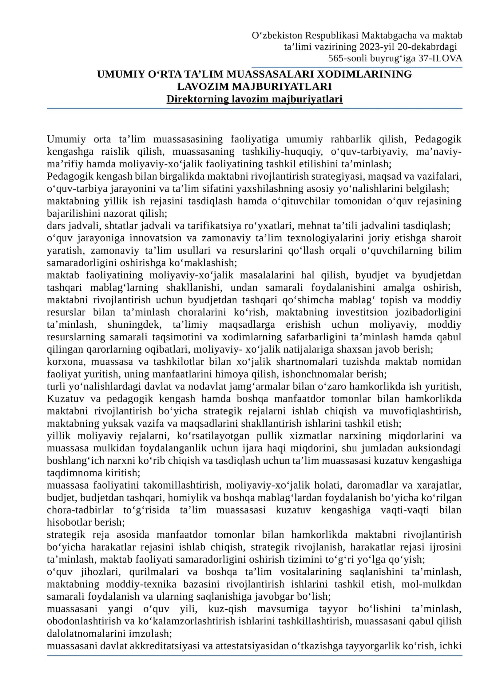 Direktor majburiyatlari