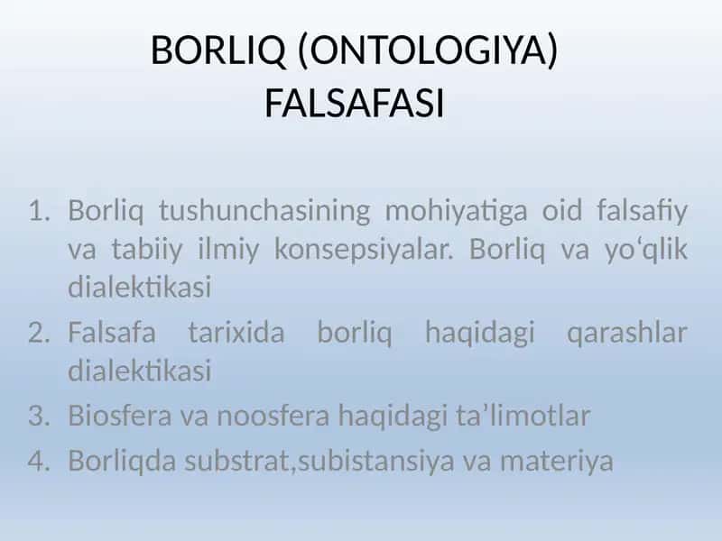 Borliq (Ontologiya) Falsafasi