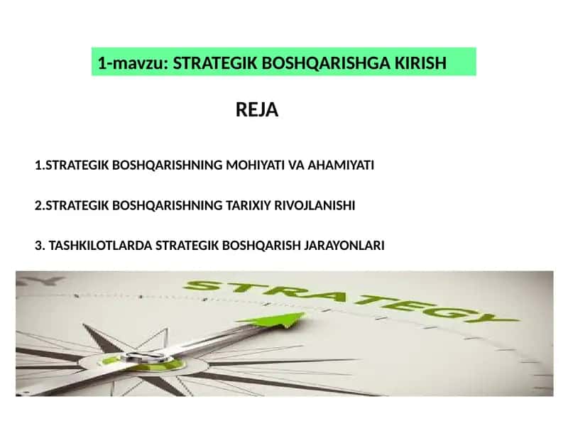 STRATEGIK BOSHQARISHGA KIRISH