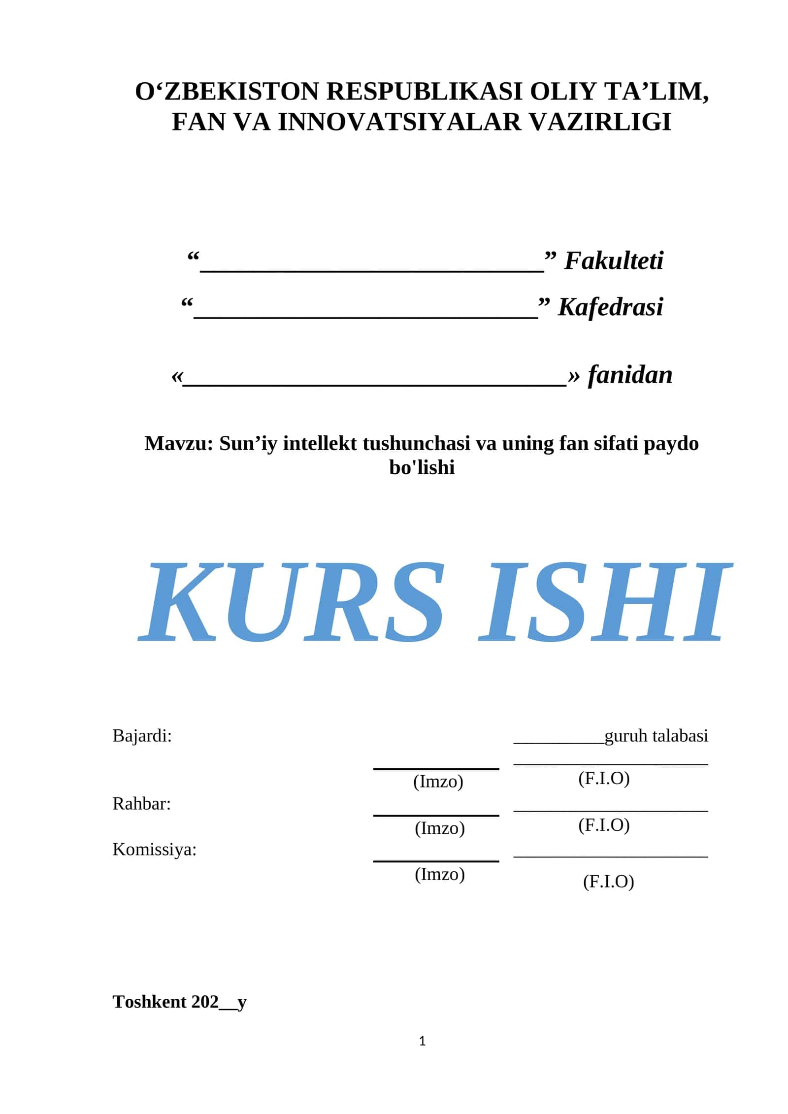 Sun’iy intellekt tushunchasi va uning fan sifati paydo bo'lishi