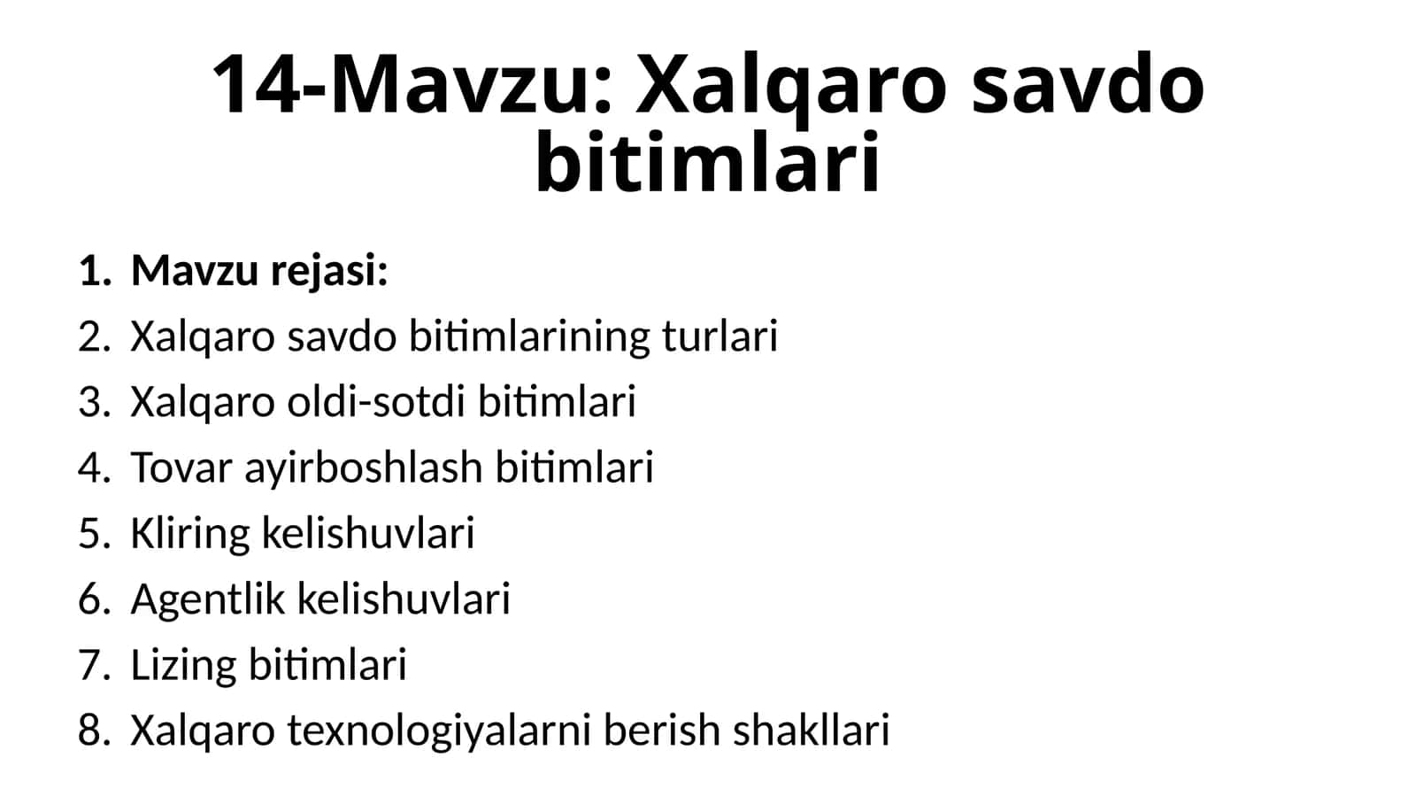 Xalqaro savdo bitimlari