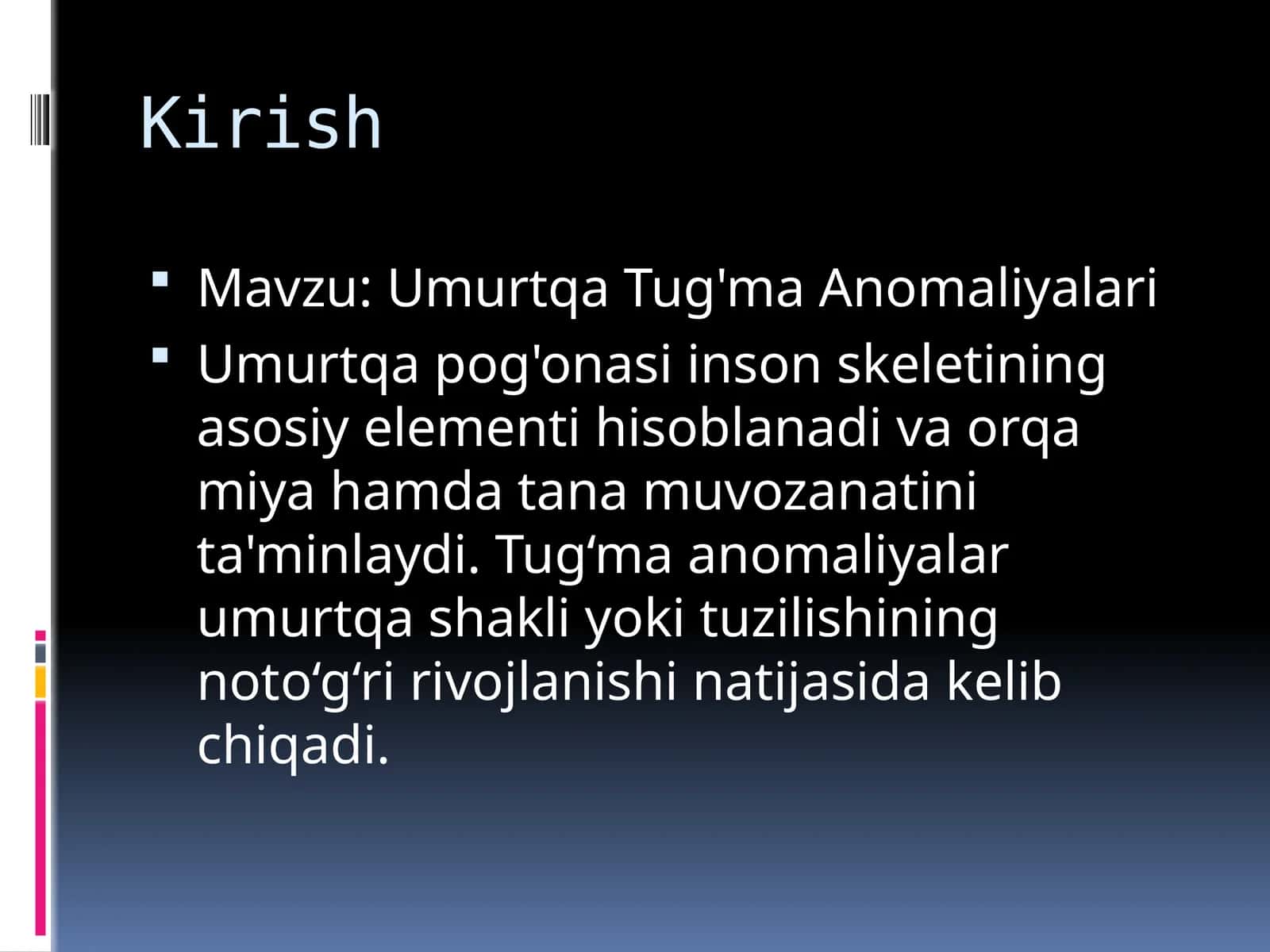 Umurtqa Tug'ma Anomaliyalari