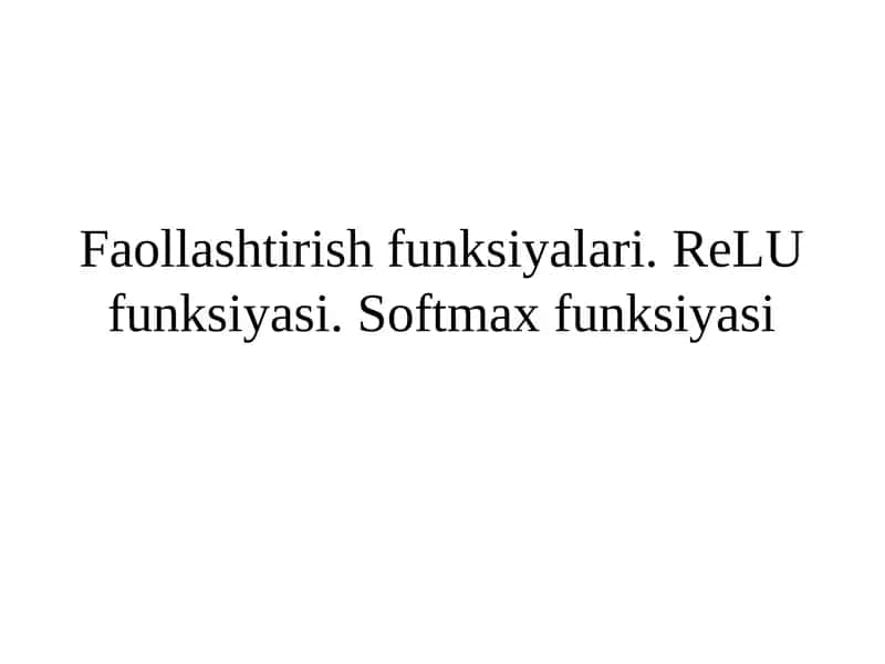 Faollashtirish funksiyalari