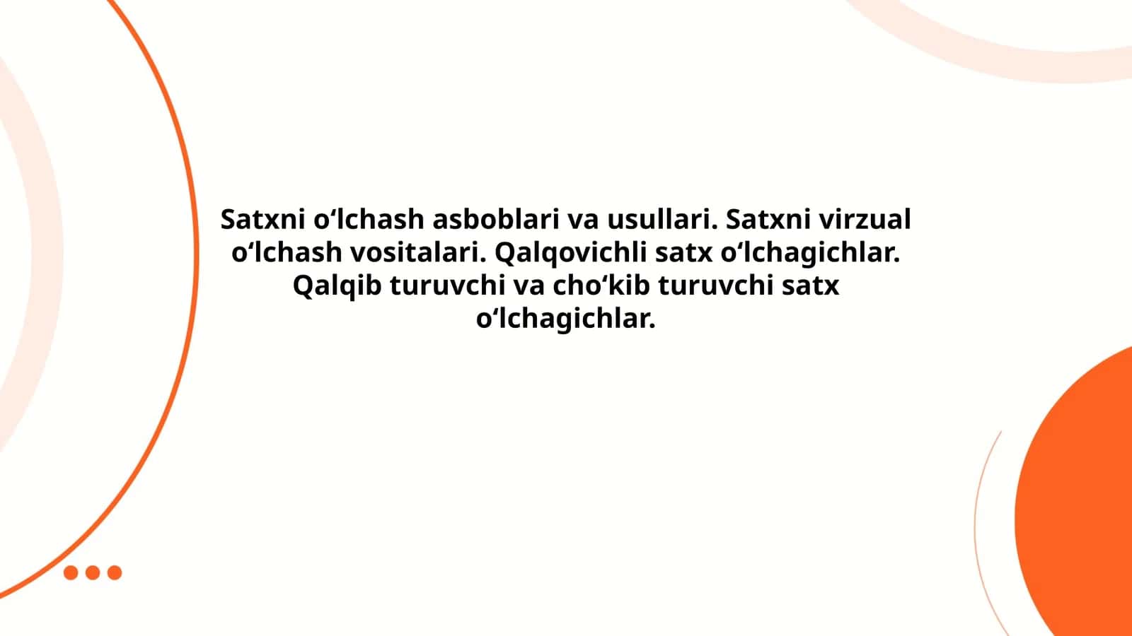 Satx o‘lchash asboblari va usullari