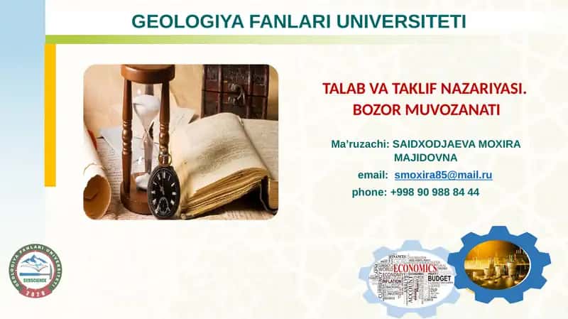 TALAB VA TAKLIF NAZARIYASI.BOZOR MUVOZANATI