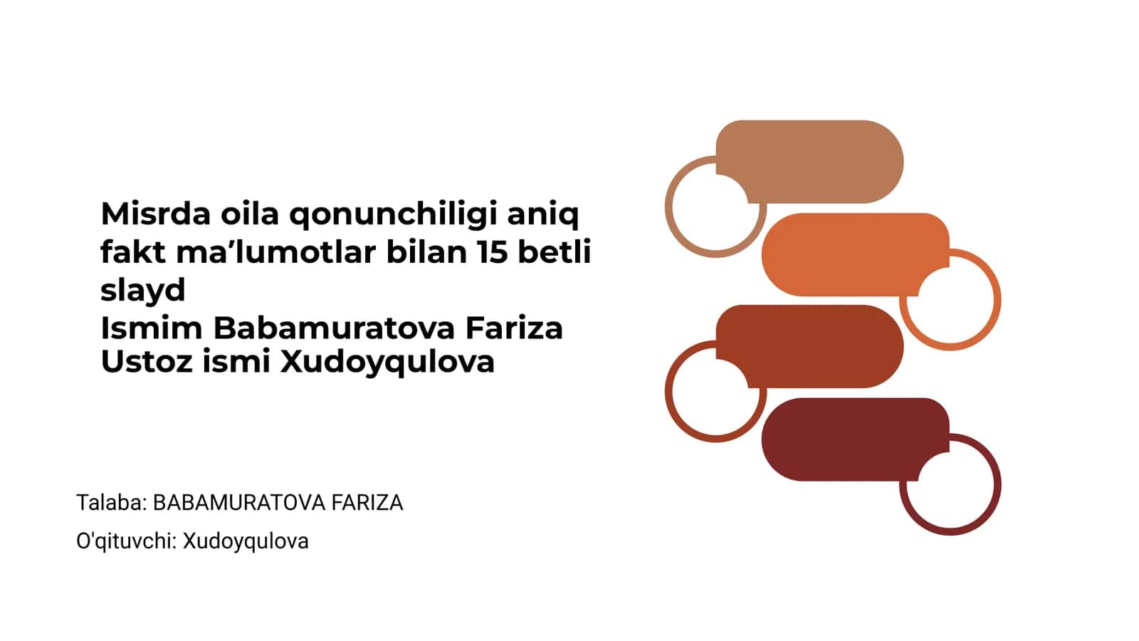Misrda oila qonunchiligi aniq fakt maʼlumotlar bilan 15 betli slayd