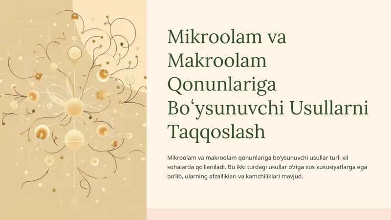 Mikroolam va Makroolam Qonunlariga Boʻysunuvchi Usullarni Taqqoslash