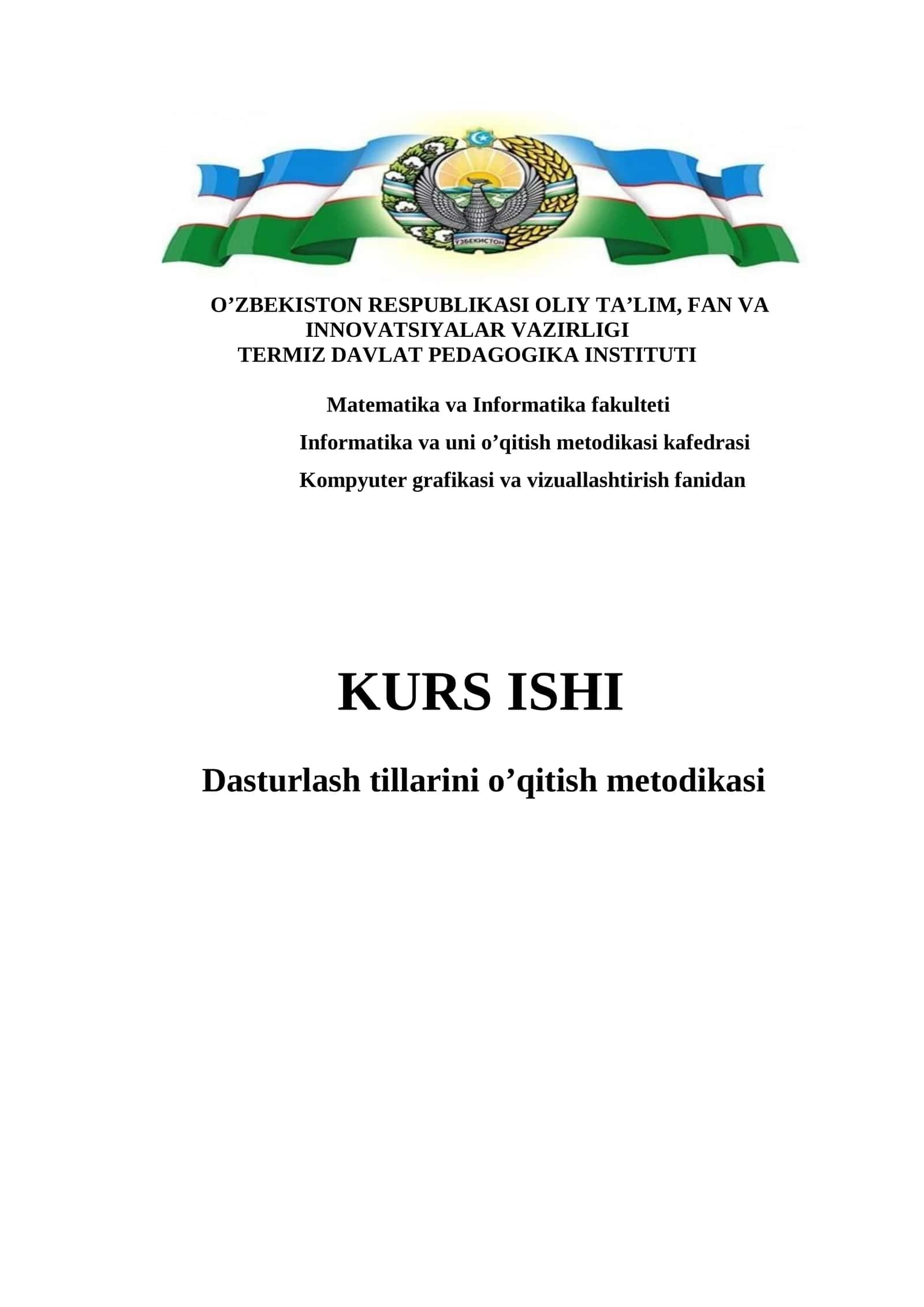 Dasturlash tillarini o’qitish metodikasi