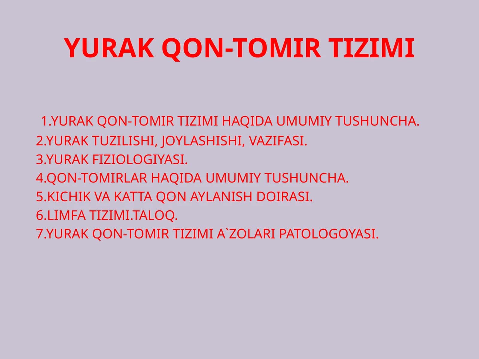 YURAK QON-TOMIR TIZIMI