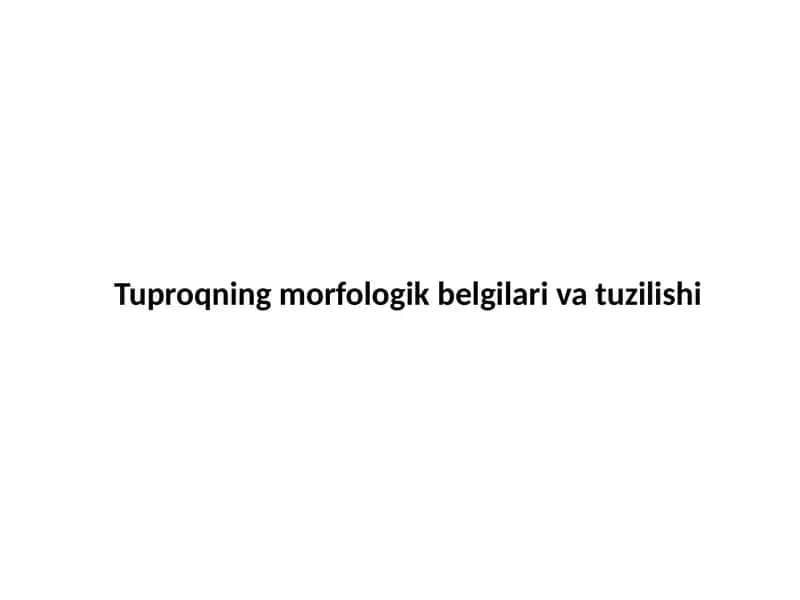 Tuproqning morfologik belgilari va tuzilishi
