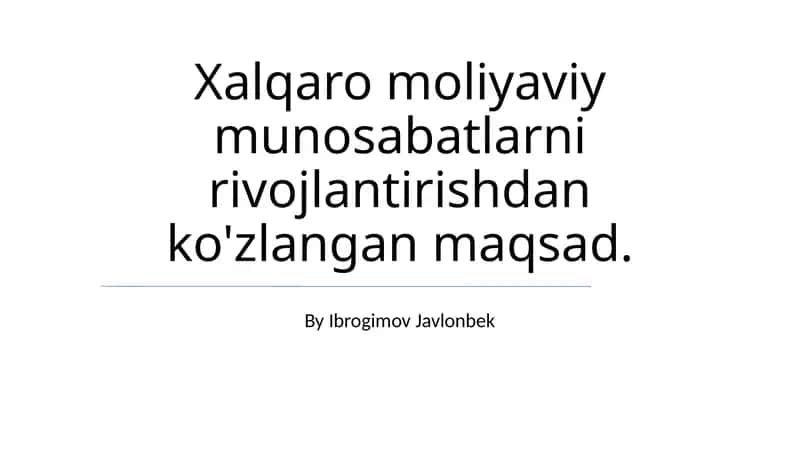 Barqaror Jahon Iqtisodiy O'sishi