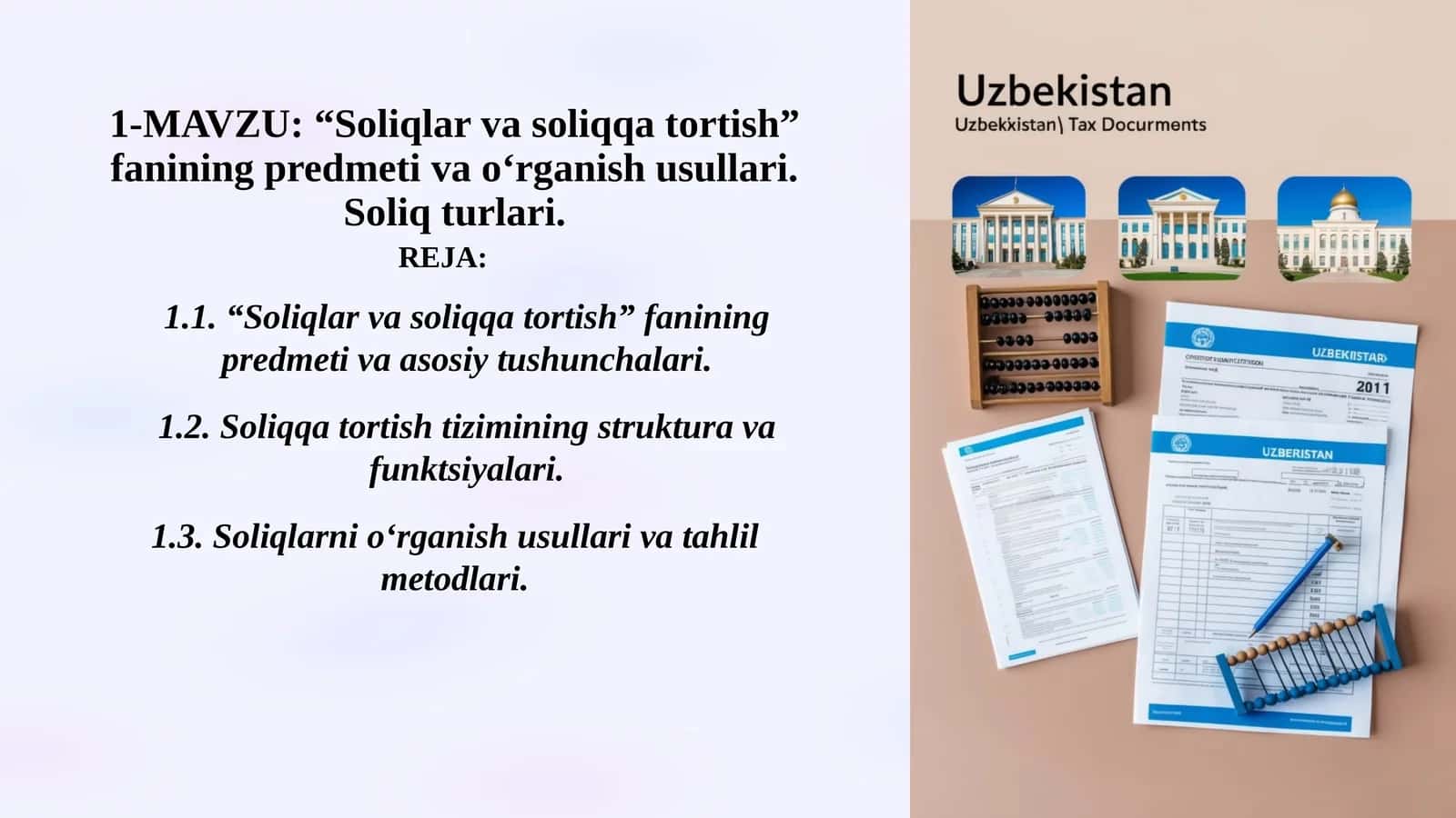 Soliqlar va soliqqa tortish fanining predmeti
