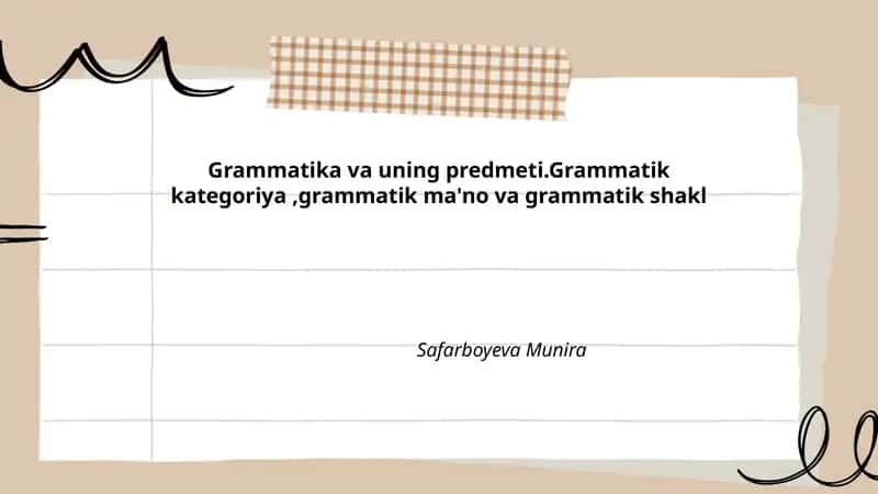 Grammatika va uning predmeti