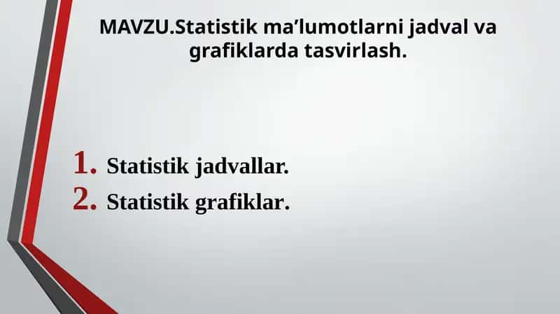 Statistikmaʼlumotlarni jadval va grafiklarda tasvirlash