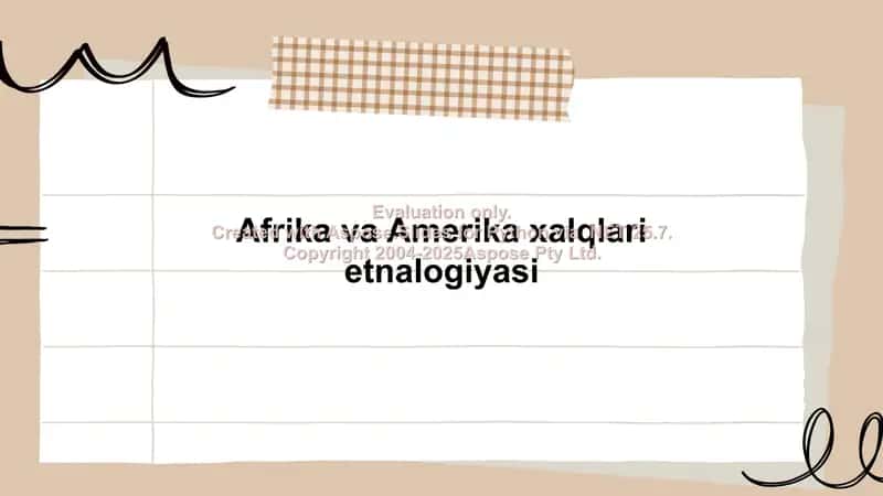 Afrika va Amerika xalqlari etnalogiyasi