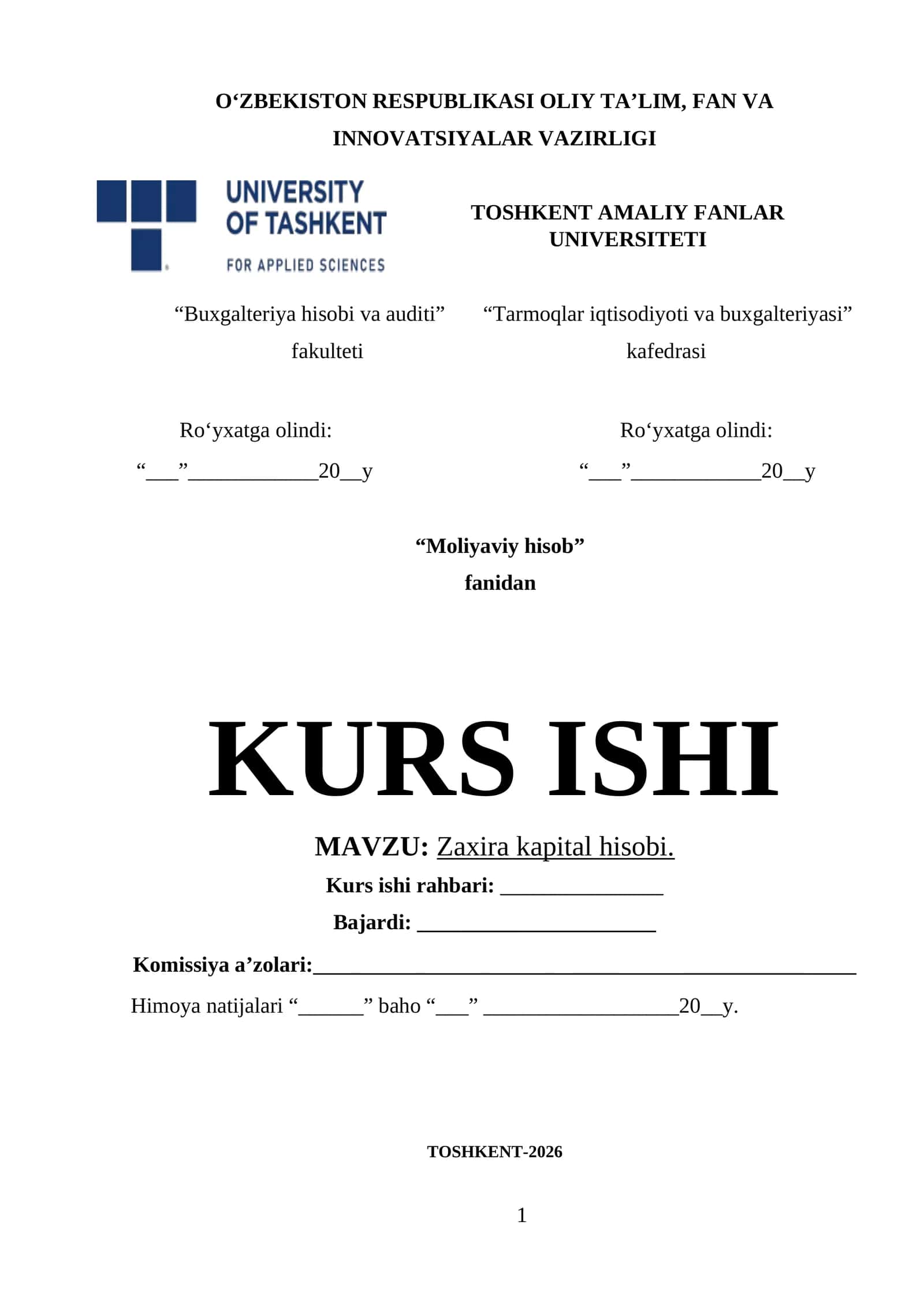 Zaxira kapital hisobi va auditi