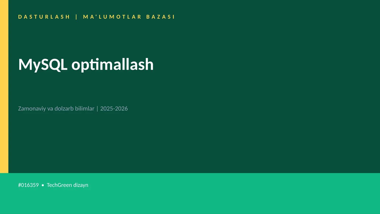 MySQL optimallash