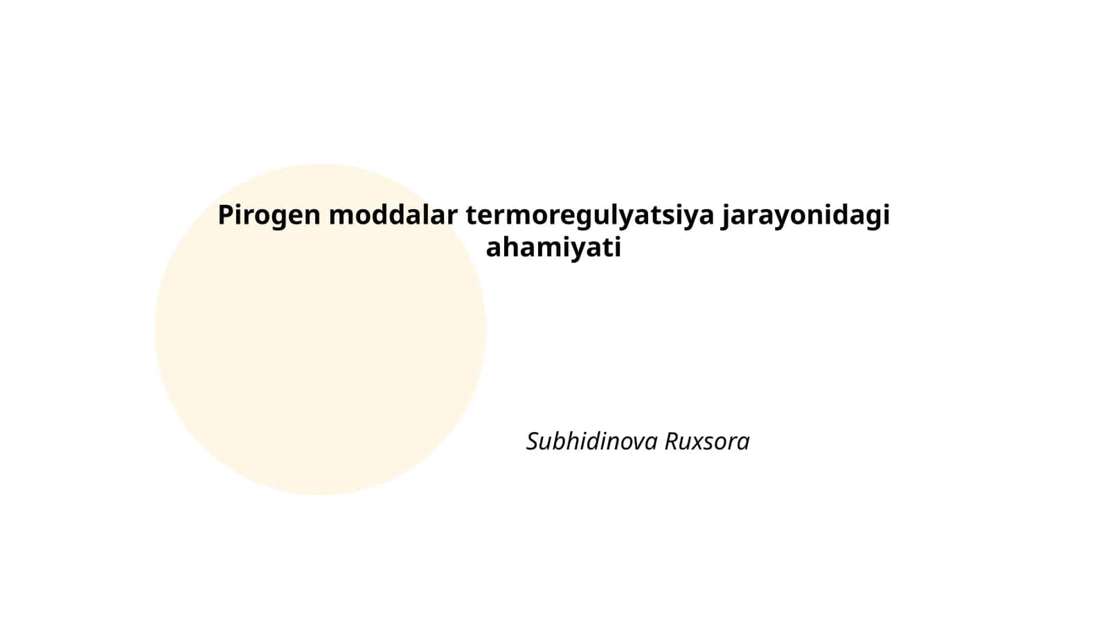 Pirogen moddalar termoregulyatsiya jarayonidagi ahamiyati