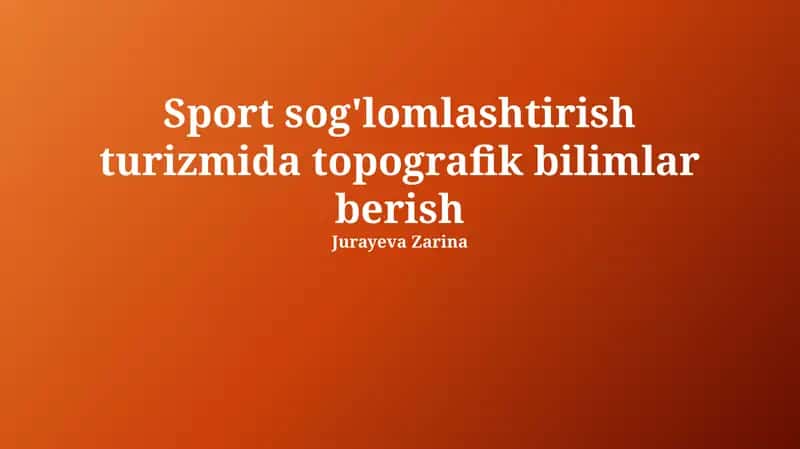 Topografik bilimlar va sport turizmi